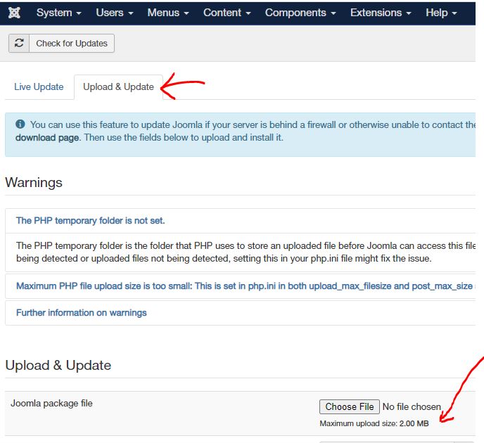 update joomla